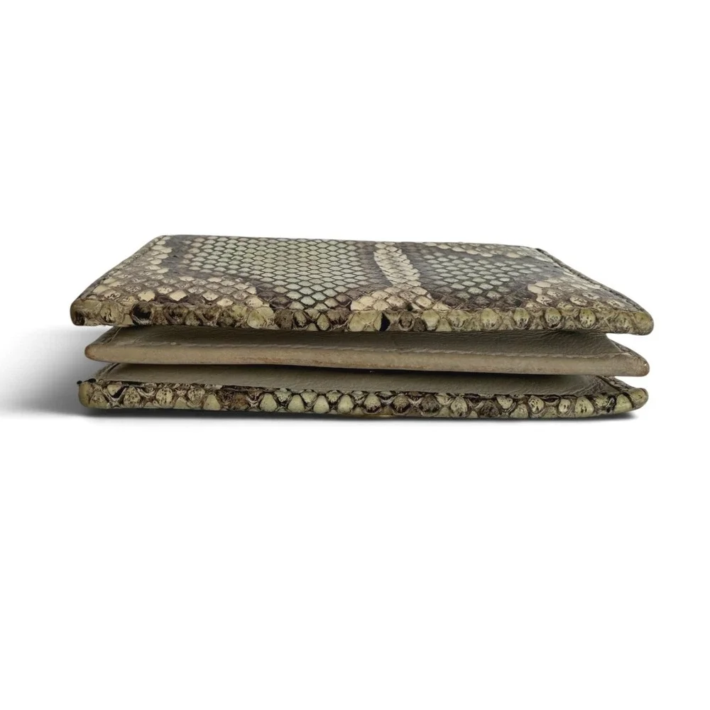 Gucci GG Marmont Python Wallet Beige Snakeskin Compact Flap Gold Logo